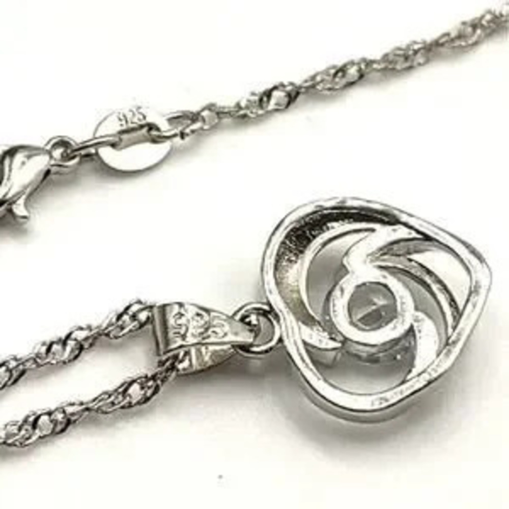 925 Sterling Silver Necklace White CZ Diamond Heart Pendant Valentines Birthday